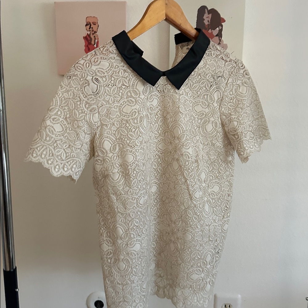 Madewell Lace Top with Black Collar